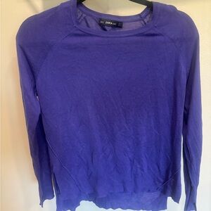 Zara Women's Vibrant Purple Crew Neck Sweater